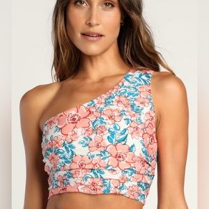 Lulu’s Flirting With Spring one shoulder floral top